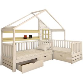 Угловая кровать из массива Домик Детства №5, КОД: DD305, images №1, magsale.ru