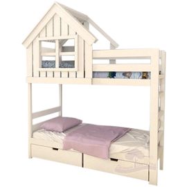 Двухъярусная кровать из массива сосны Домик Детства №54, КОД:DD354, images №1, magsale.ru