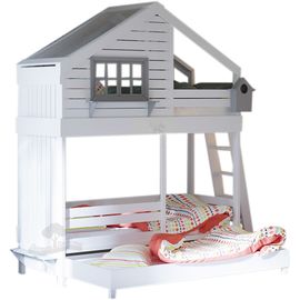 Раздвижная двухъярусная кровать из массива Домик Детства №58, КОД:DD358, images №1, magsale.ru