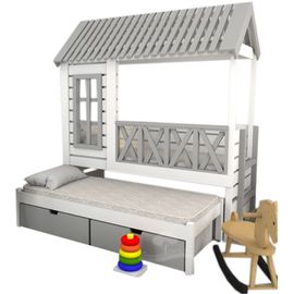 Выдвижная кровать из массива сосны Домик Детства №6, КОД:DD306, images №1, magsale.ru