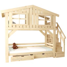 Двухъярусная кровать из массива сосны Домик Детства №80, КОД:DD380, images №1, magsale.ru