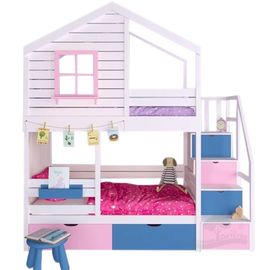 Двухъярусная кровать из сосны Домик Детства №82, КОД:DD382, images №1, magsale.ru