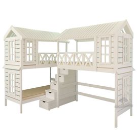 Угловая трехъярусная кровать Домик Детства №87, КОД:DD387, images №1, magsale.ru