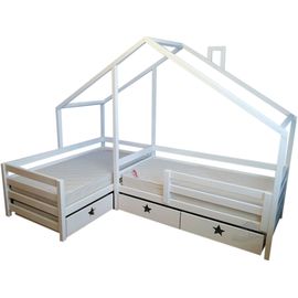 Угловая кровать из массива Домик Детства №92, КОД: DD392, images №1, magsale.ru