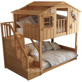 Двухъярусная кровать-домик из сосны Балтия, КОД:MSK018, images №1, magsale.ru