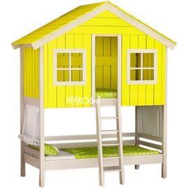 Двухъярусная кровать-домик из сосны Бергамо, КОД:MSK019, images №1, magsale.ru