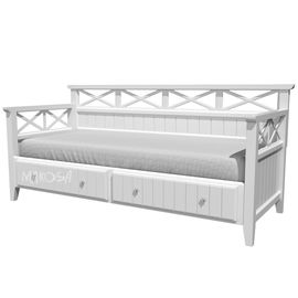 Кровать-тахта из массива сосны с ящиками Бретань Бланш, КОД:MSP015, images №1, magsale.ru