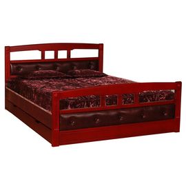 Кровать из массива сосны Флирт-1 с кожей и ящиками, КОД:VMK769, images №1, magsale.ru