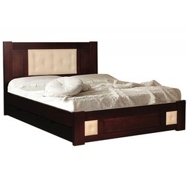 Кровать из массива сосны Лион (кожа), КОД:VMK741, images №1, magsale.ru