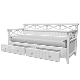 Детская кровать-тахта из массива сосны с ящиками Бретань Бланш, КОД:MSP018, images №1, magsale.ru