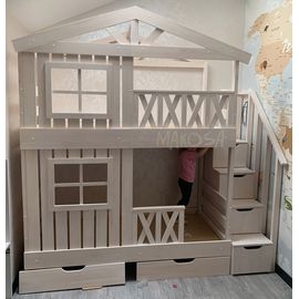 Двухъярусная кровать-домик №30 Калипсо (массив), КОД:MS490, images №1, magsale.ru