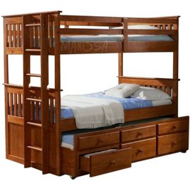 Трехъярусная кровать из массива дерева Фрэнк с ящиками, КОД:MS607, images №1, magsale.ru