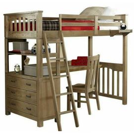 Кровать-чердак  с рабочей зоной из массива дерева Хаген, КОД:MS615, images №1, magsale.ru