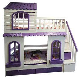 Двухъярусная кровать-домик из массива дерева Жизель, КОД:MS614, images №1, magsale.ru
