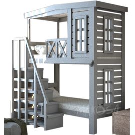 Двухъярусная кровать-домик из массива дерева Сингапур, КОД:MS617, images №1, magsale.ru