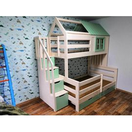 Двухъярусная кровать-домик Амба 90/140х190 белая эмаль+6000, КОД:, images №1, magsale.ru