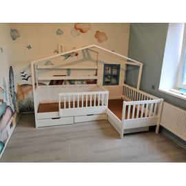 Угловая кровать-домик Бетти 80х160 белая эмаль+5001, КОД:, images №1, magsale.ru