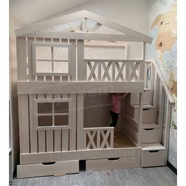 Двухъярусная кровать-домик Калипсо 80х180 беленый дуб, КОД:, images №1, magsale.ru