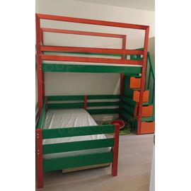 Двухъярусная кровать Карелия 90х190 зеленый 6032 / оранжевый 2003 / красный 2001, КОД:, images №1, magsale.ru