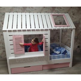 Кровать-домик №2 Кофейный домик 80х160 белая эмаль+3015, КОД:, images №1, magsale.ru