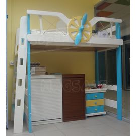 Кровать-чердак Полет 70х160 белый+голубой+желтый, КОД:, images №1, magsale.ru