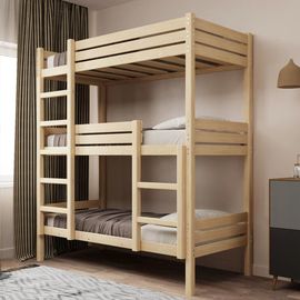 Трехъярусная кровать из массива сосны Трия (А3), КОД:GM3480, images №1, magsale.ru