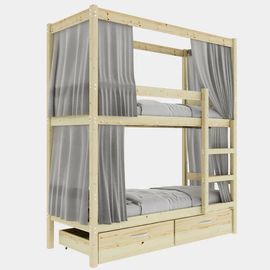 Двухъярусная кровать со шторами и ящиками Бонжур, КОД:GM34561, images №1, magsale.ru