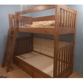 Двухъярусная кровать Эфес орех 90х200 c мягкими панелями, КОД:, images №1, magsale.ru