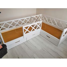 Угловая кровать-тахта Прованс-5 80х180 белая эмаль, КОД:, images №1, magsale.ru