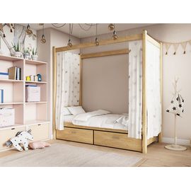 Детская кровать с балдахином Лео (массив сосны), КОД:GM7122, images №1, magsale.ru