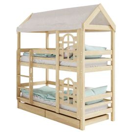 Двухъярусная кровать-домик из сосны Бэби-Люкс, КОД:GM7121, images №1, magsale.ru
