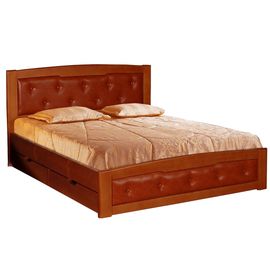 Кровать из массива Ариэль-1 кожа с ящиками, КОД:VMK156, images №1, magsale.ru