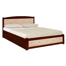 Кровать из массива Березка в коже с ящиками, КОД:VMK157, images №1, magsale.ru