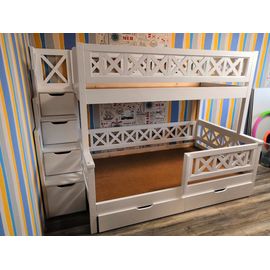 Двухъярусная кровать с бортиками из массива Прованс-2 (лестница Прованс), КОД:VTS32399, images №1, magsale.ru