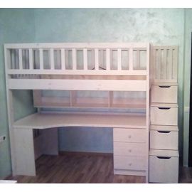 Кровать-чердак  из сосны Артек (со столом и полкой), КОД:33998-2, images №1, magsale.ru