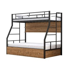 Двухъярусная металлическая кровать Раута Твист с ящиками и полкой, КОД:4s-rat/yp, images №1, magsale.ru
