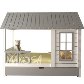 Детская кровать домик из массива Грасс с выкатной кроватью, КОД:MS417, images №1, magsale.ru