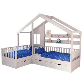 Детская кровать домик для двоих детей №28 Индиго, КОД:MS419, images №1, magsale.ru