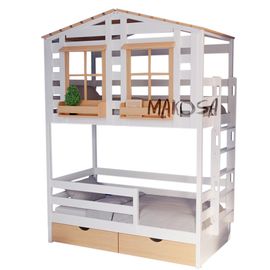 Двухъярусная кровать-домик из массива №36 Атлантика-1, КОД:MS4491, images №1, magsale.ru