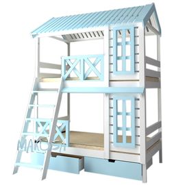 Двухъярусная кровать-домик из дерева №56 Джульетта, КОД:MS473, images №1, magsale.ru