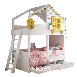 Двухъярусная кровать-домик из массива №62 Хэппи, КОД:MS483, images №1, magsale.ru