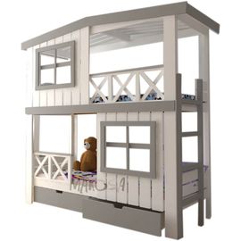Двухъярусная кровать-домик из массива №14 Яхтклуб, КОД:MS487, images №1, magsale.ru