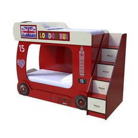 Двухъярусная кровать Автобус-2, лестница с ящиками, КОД:SL102, images №1, magsale.ru