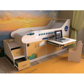 Кровать чердак Самолет, КОД:SL104, images №1, magsale.ru