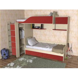 Двухъярусная кровать Дуэт-3 со шкафом, КОД:SL402, images №1, magsale.ru