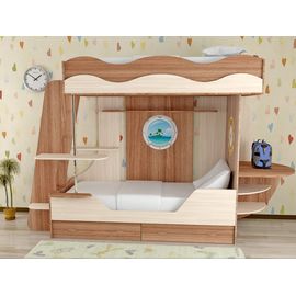 Двухъярусная кровать Кораблик с ящиками, КОД:SL123, images №1, magsale.ru
