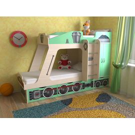 Двухъярусная кровать Паровозик с ящиками, КОД:SL124, images №1, magsale.ru