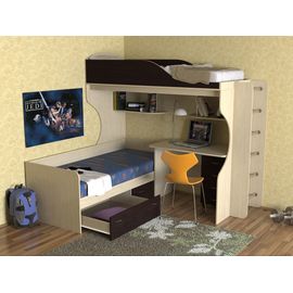 Двухъярусная кровать Дуэт-5 с металлической лестницей, КОД:SL4051, images №1, magsale.ru