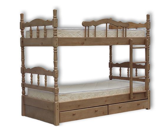 Двухъярусная кровать из массива сосны Лиона точеная, КОД:VMK313, images №1, magsale.ru