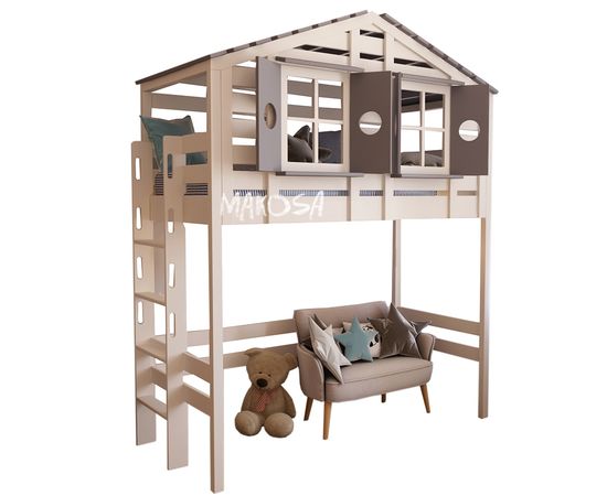 Кровать-чердак из массива сосны Аляска, КОД:MS0907, images №5, magsale.ru